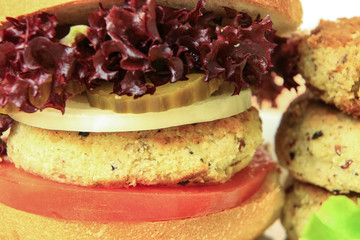 Vegan sea burger closeup background