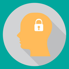In flat head with a lock on a turquoise background vector