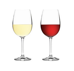 Weißweinglas und Rotweinglas