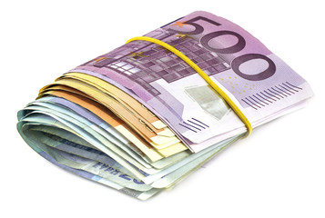 Pile of Euro banknotes