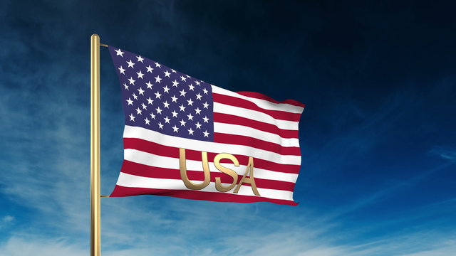 United states flag slider style with title USA. Waving in the