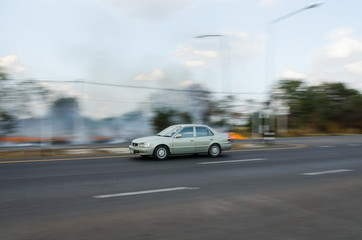 Car traffic on high way motion blur