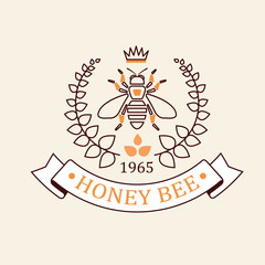 Vector set of honey and bees labels, badges