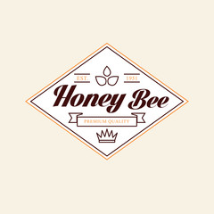 Vector set of honey and bees labels, badges
