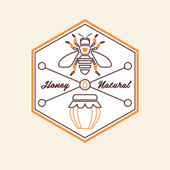 Vector set of honey and bees labels, badges