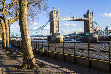 View of Tower from the Thames Path in London