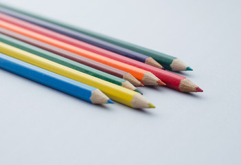 Wooden colored crayons