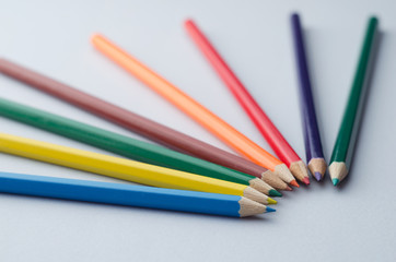 Wooden colored crayons