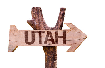 Utah wooden sign isolated on white background