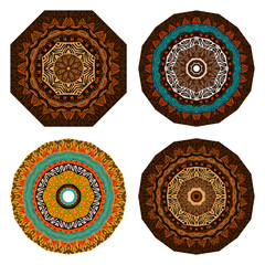 Set of doodles ethnic design elements