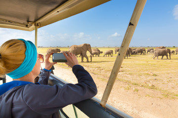 Woman on african wildlife safari. © kasto