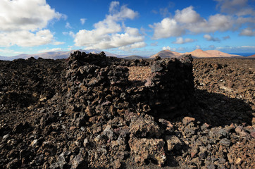 volcanic mountains at Lanzarote Island, Canary Islands, Spain