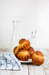 Brioche with a bottle of milk.