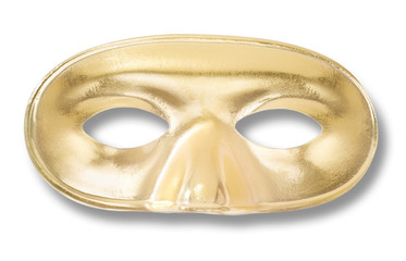 Golden mask with soft shadow on white, clipping path