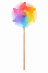 Pinwheel, colorful toy on white, clipping path