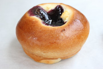 bun stuffed with the baked blueberry