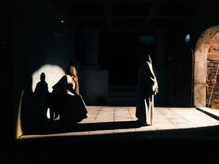 figuras de belén a contraluz