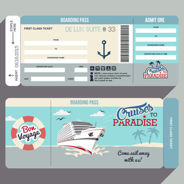 Cruises to Paradise boarding pass design