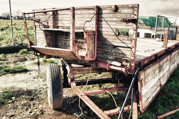 Old farm rusty trailer