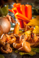 Marinated mushrooms.