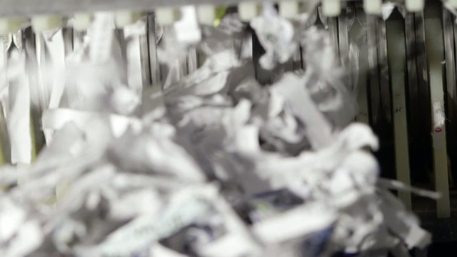 Shredded paper documents business security recycling concept