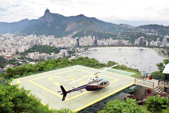 Helicopter On Landing Pad Rio De Janeiro