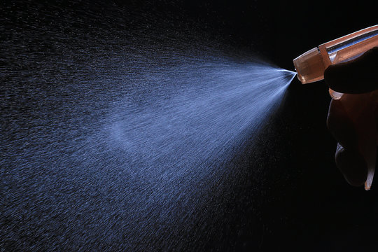 Spray From The Atomizer Spray On Black Background Overlay