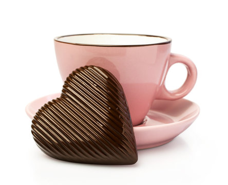 Pink Cup With Chocolate Hearts