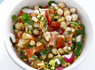 tasty vegetable salad with chick peas
