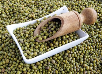 green grains of Mung bean seeds