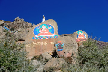 Obraz premium Buddhist mani stones-om mani padme hum. Drepung-Tibet. 1200