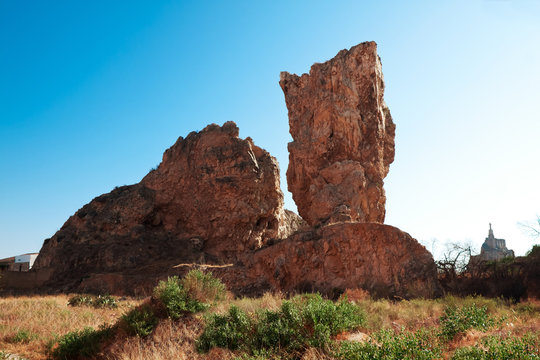 rocks in village of Monteagudo near Murcia, Spain