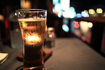 glass of beer in a restaurant