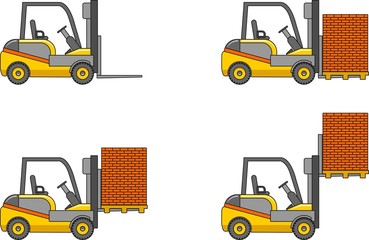 Forklifts. Heavy construction machines. Vector illustration