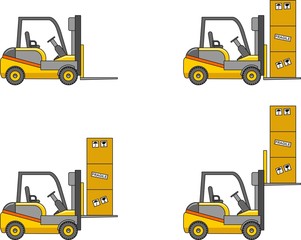 Forklifts. Heavy construction machines. Vector illustration