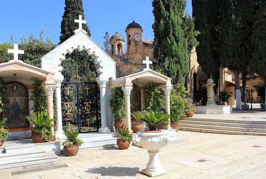 courtyard in orthodox church of first miracle, Kafr Kanna