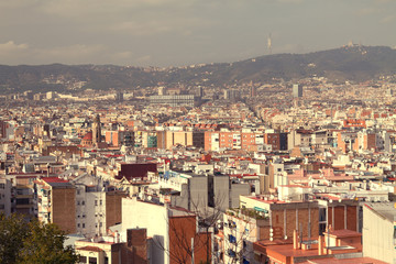 Naklejka premium solar hot barcelona top view