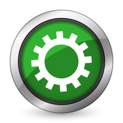 gears green icon options sign