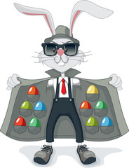 Fototapeta premium Funny Rabbit with Contraband Easter Eggs Vector Cartoon