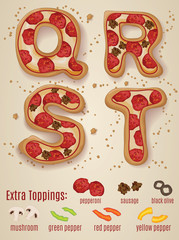 Vector Pizza alphabet letters