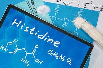 Tablet with the chemical formula of  Histidine .
