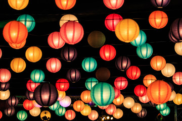 Chinese lanterns season in the traditional celebration