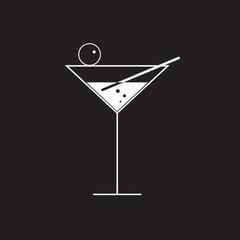 martini glass vector on black