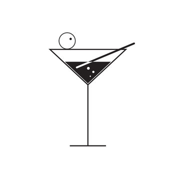 martini glass vector on white