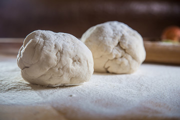 tangle of dough with flour, bake bread