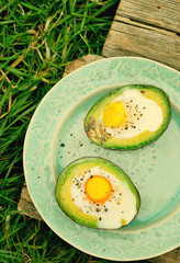 Baked eggs in avocado
