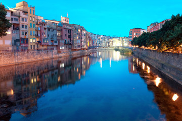 Houses of Girona reflecting in Onyar River