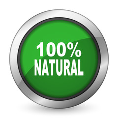 natural green icon 100 percent natural sign