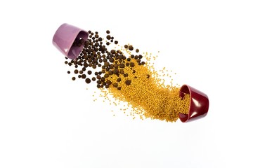 Seeds, spices, grain, wake up and mixed with each other