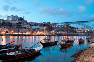 Fototapeta na wymiar Rabelo boats in Porto, Portugal